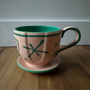 NWT Disney Parks Tea Cup Alice in Wonderland Mad Hatter Party RARE PINK GREEN